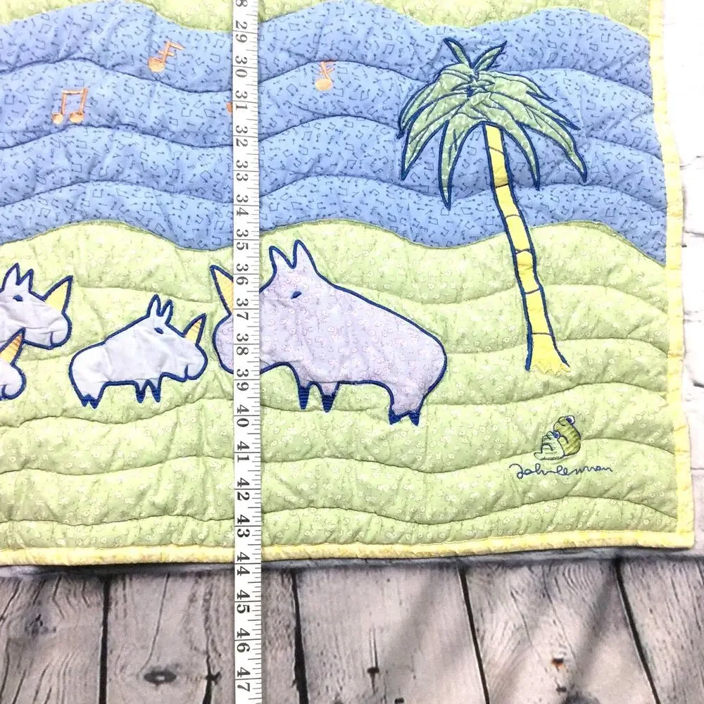 Carter's Yoko Ono John Lennon Real Love Animal Blue Baby Quilted Blanket 33 X 44